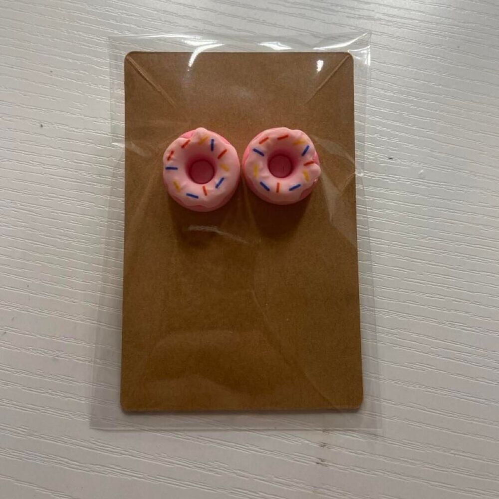 Pink donut earrings